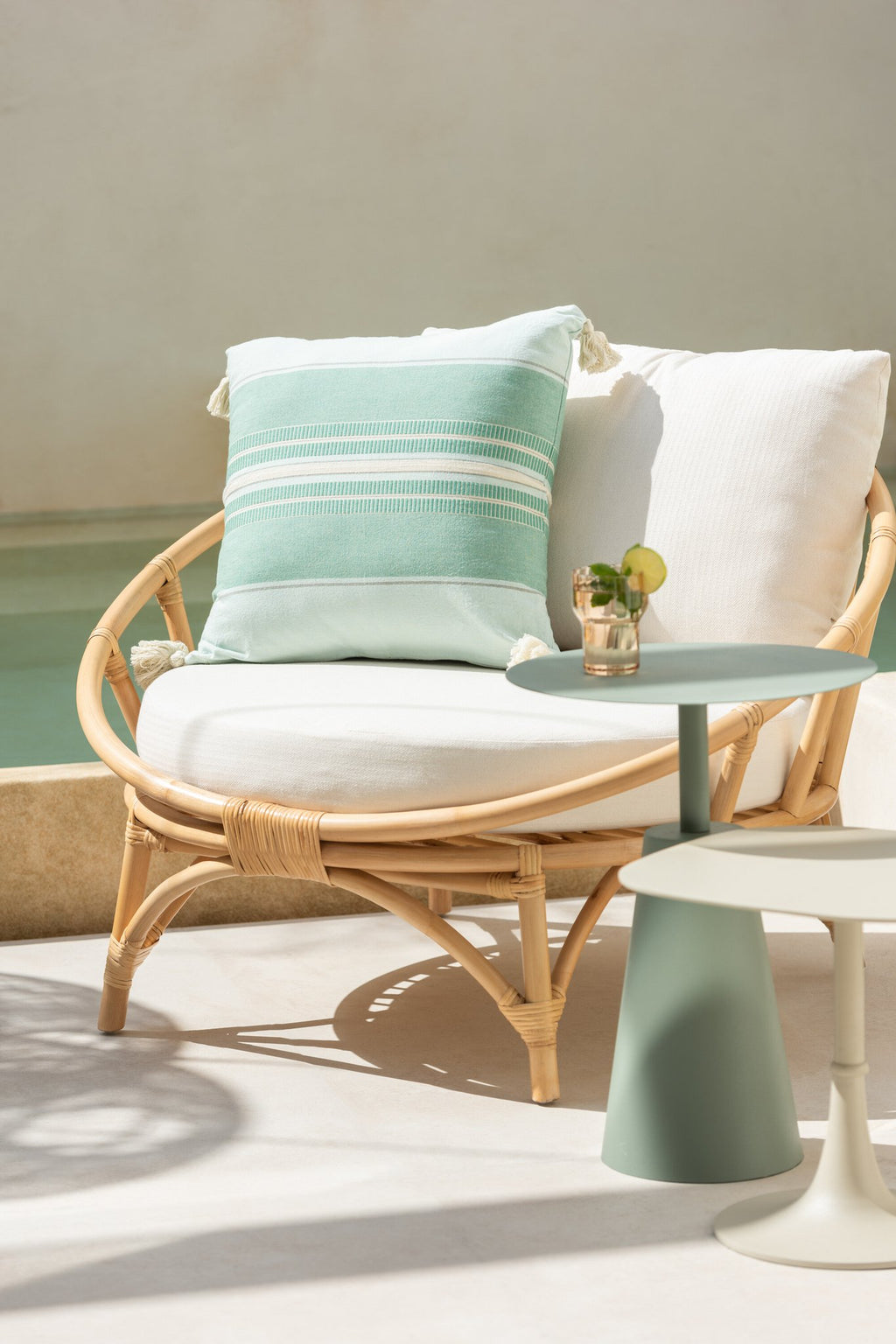 J-Line stoel + kussen - jute/textiel - naturel/wit