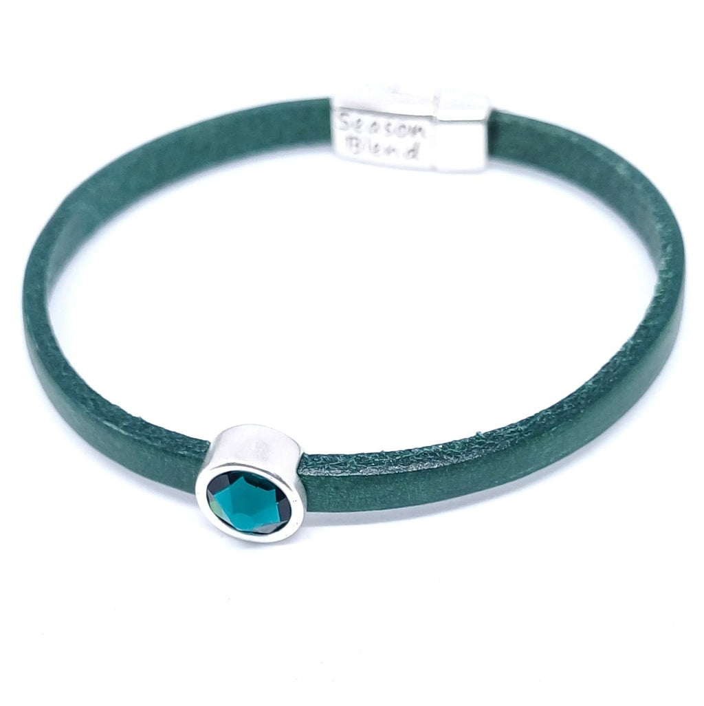 Timeless leren armband antiek verzilverd groentinten