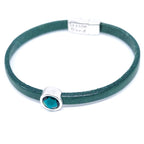 Timeless leren armband antiek verzilverd groentinten