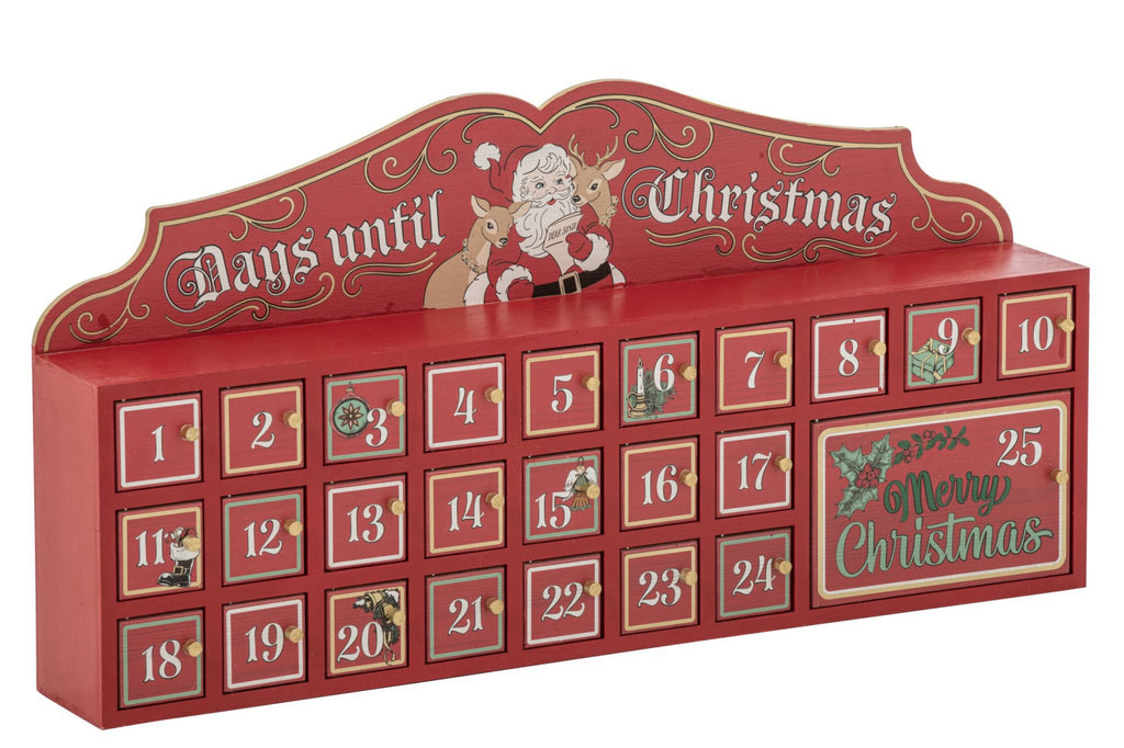 J-Line Adventskalender - hout - rood/wit