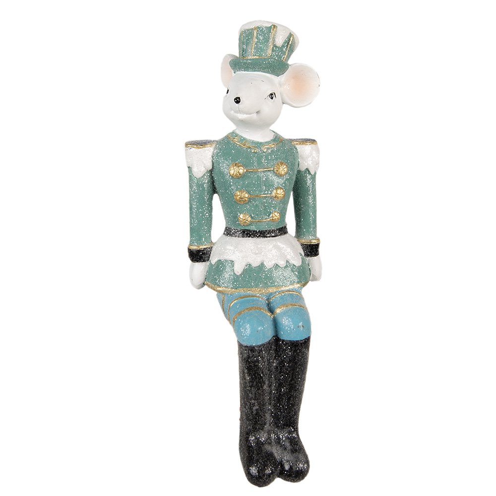 Beeld Muis 19 cm Blauw Polyresin Decoratie Beeld