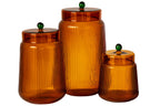J-Line Voorraadpotten - glas - oranje/warmgeel - set van 3