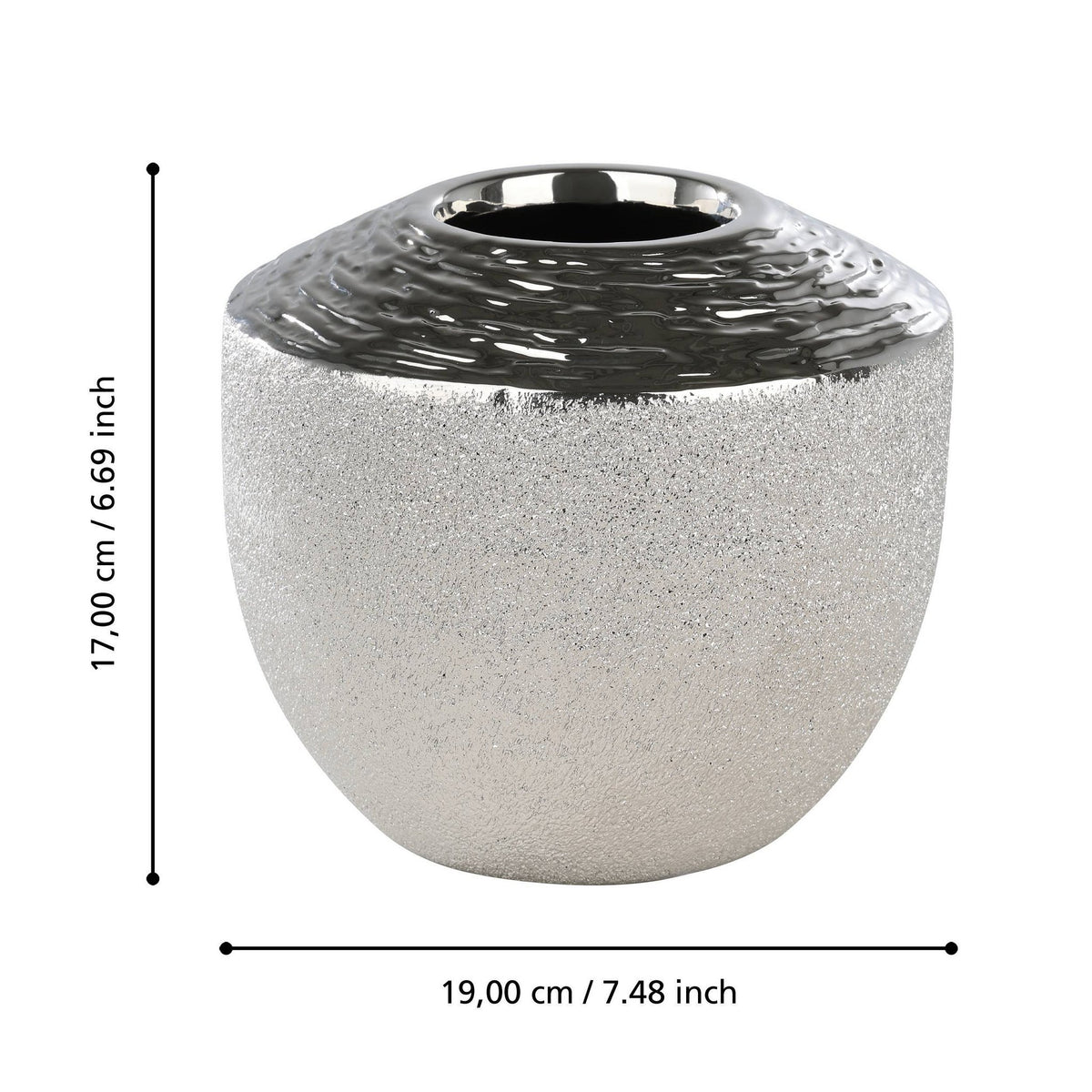 Vaas Aramberri Zilver 19x17 cm