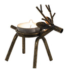 Kandelaar Rendieren 16x8x16 cm Koperkleurig Metaal Kaarsenstandaard