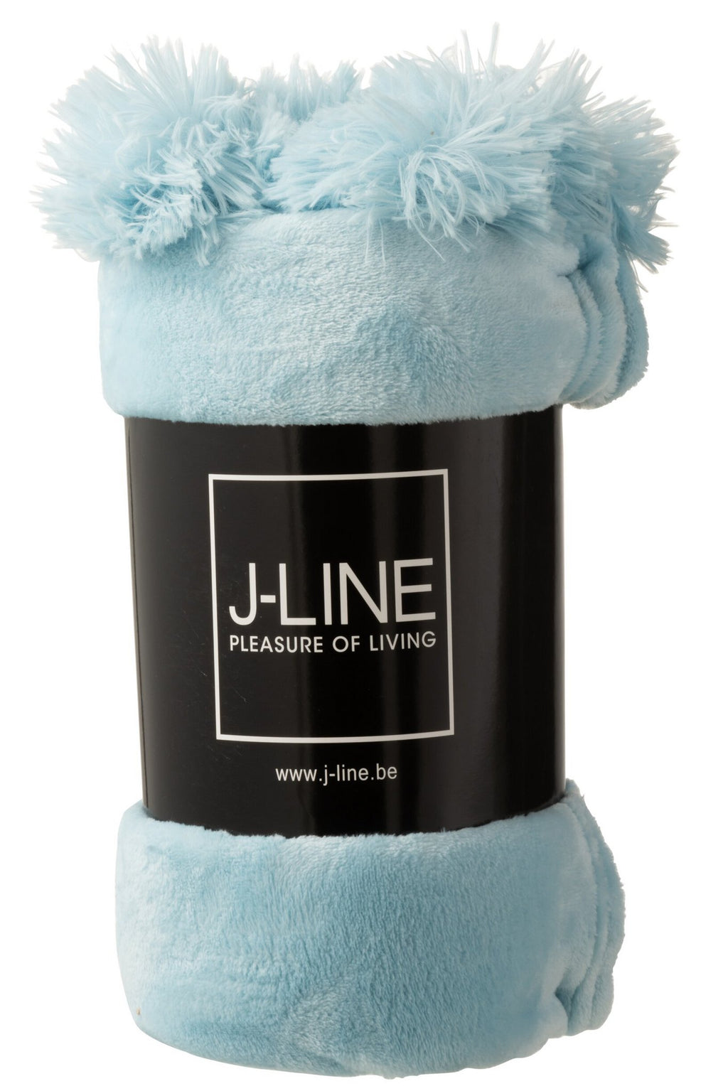 J-Line plaid Pompom - polyester - hemelsblauw - 170 x 130 cm