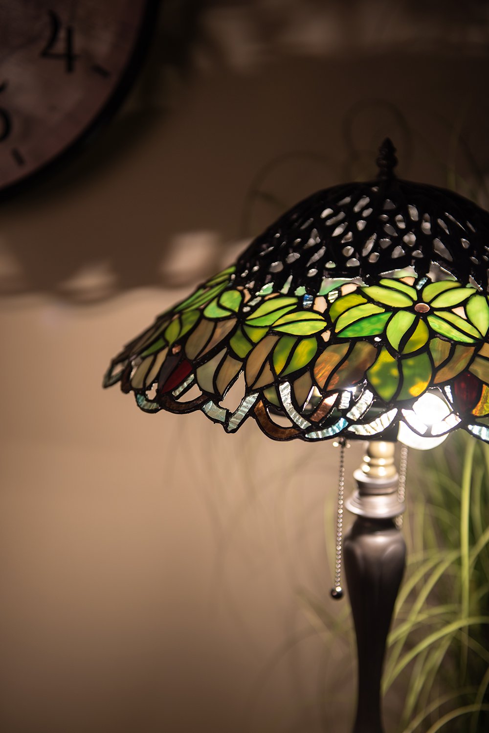 Tiffany Tafellamp Ø 47x58 cm Groen Glas Tiffany Bureaulamp