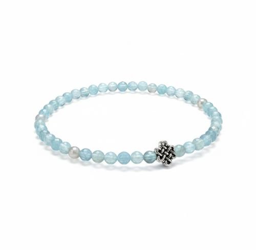 Dames armband Chalcedoon 4 mm met oneindige geluksknoop