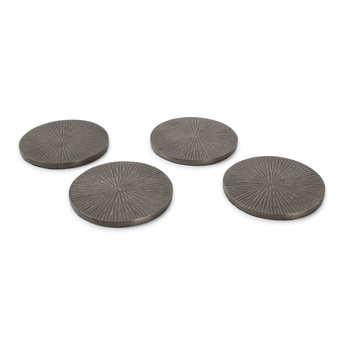 Onderzetter 10cm geribbeld zwart bedeltje - Set van 4