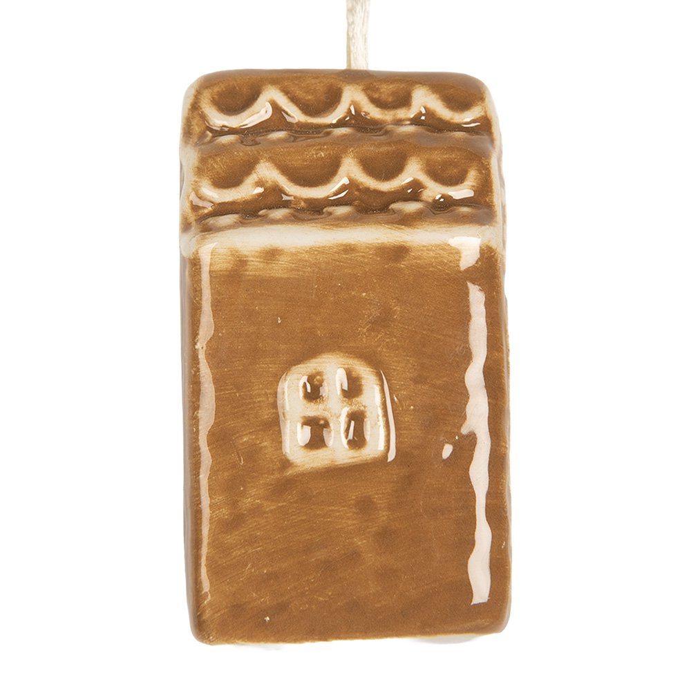 Kersthanger Huis 4x4x6 cm Bruin Keramiek
