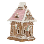Gingerbread house met LED 9x10x15 cm Bruin Kunststof