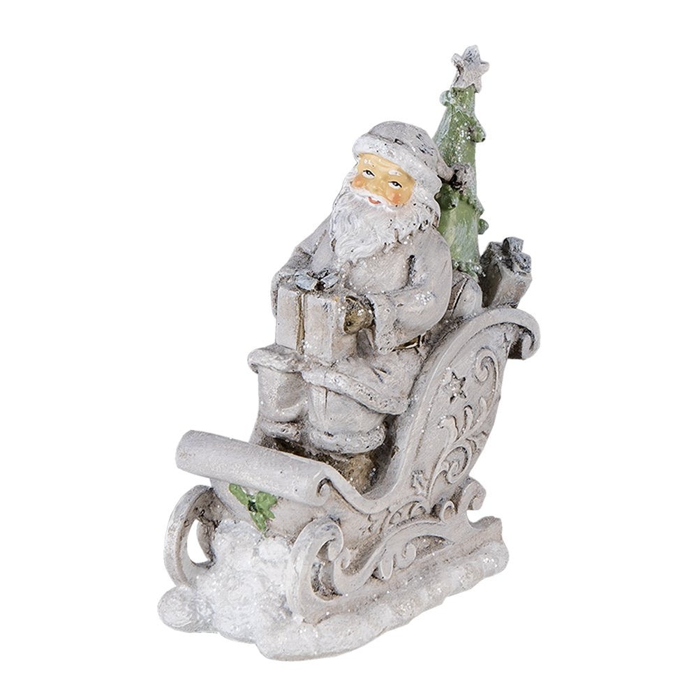 Beeld Kerstman 10x6x13 cm Grijs Kunststof Kerstdecoratie