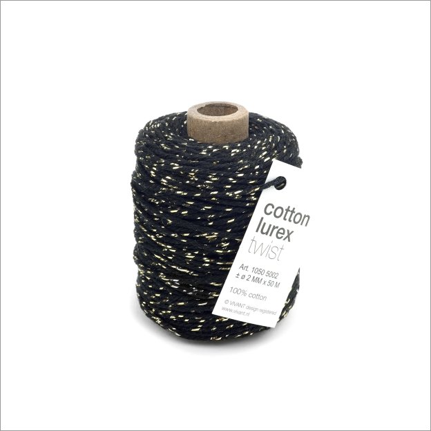 Lurex twist koord - Zwart - goud