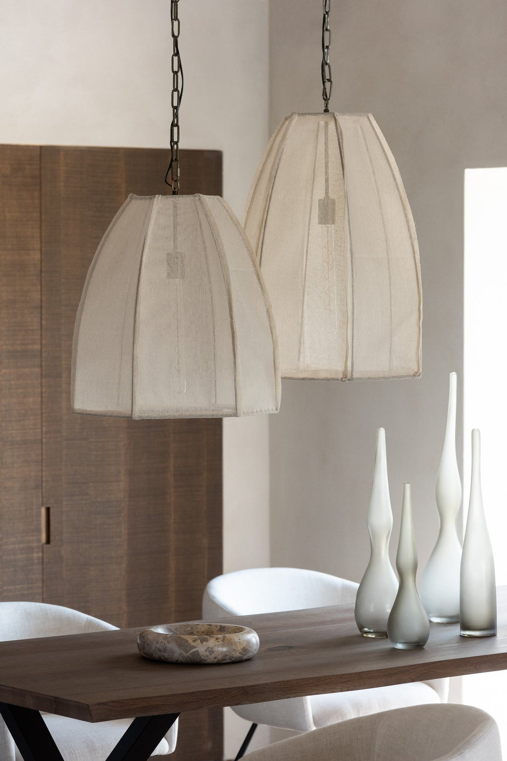 J-Line Plafondlamp Peer Linnen/Ijzer Wit Large