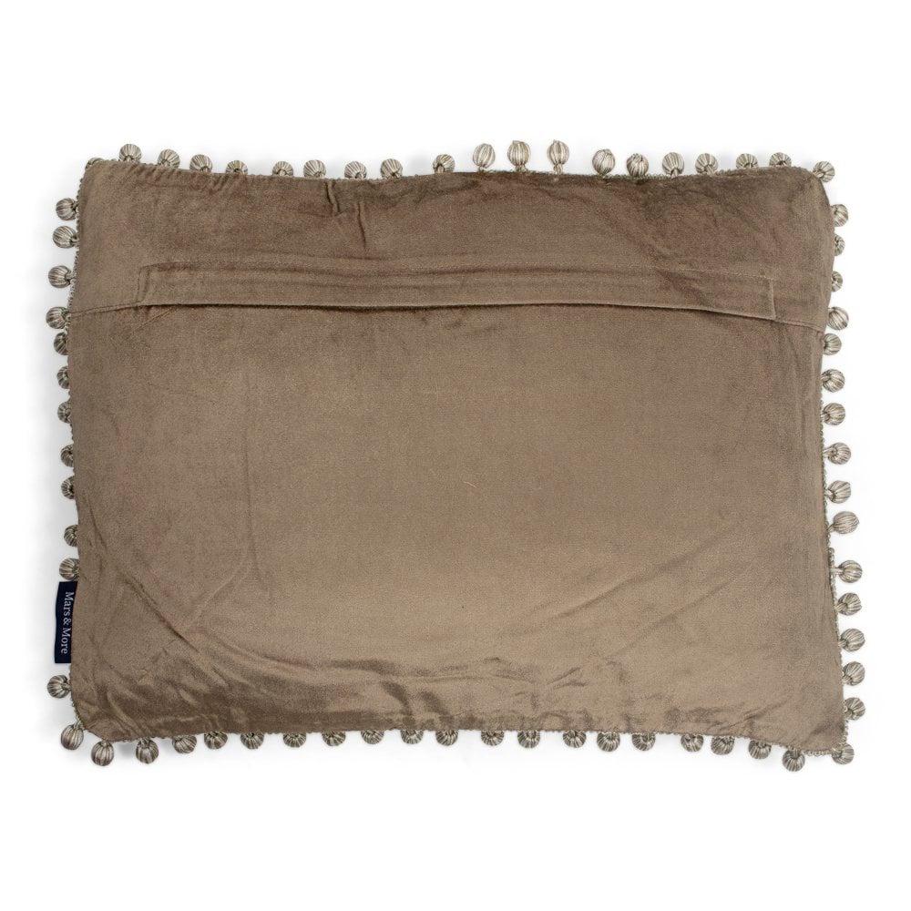 Half kussen fluweel pom pom taupe 35x45cm