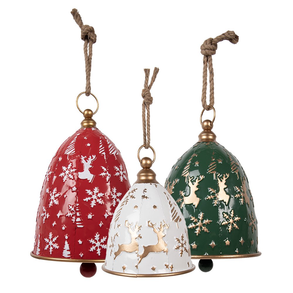 Decoratie Bel Ø 32x43 / Ø 28x35 / Ø 23x28 cm Rood Metaal