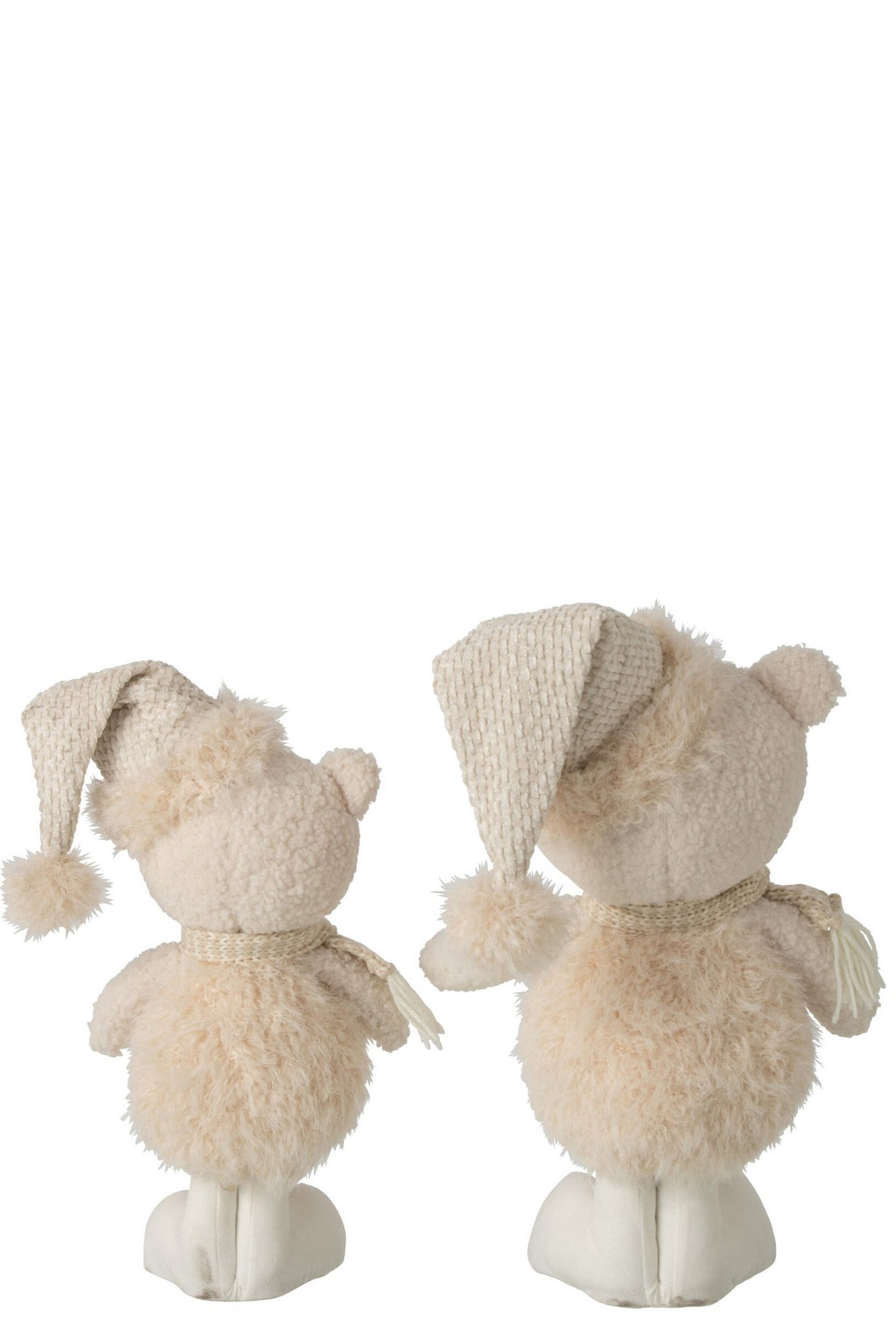 J-Line Beren met hoed en sjaal - polyester - beige - set van 2