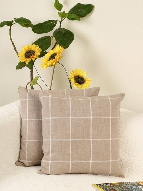 2-delige set - Accentkussenhoezen – Decoratief textiel – Katoenen geometrische print – Vierkant