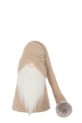 J-Line figuur Kerstman Winter - polyresin - wit/beige - S