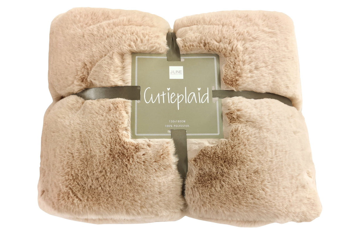 J-Line plaid Cutie - fleece deken – polyester – lichtcamel