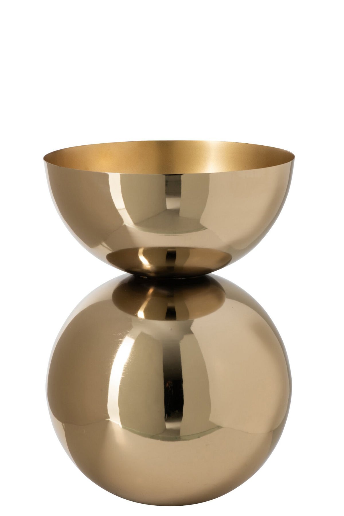 J-Line Ronde glanzende vaas - metaal - goud - large