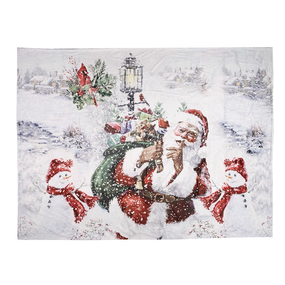 Plaid 130x170 cm Wit Rood Polyester Kerstman Deken