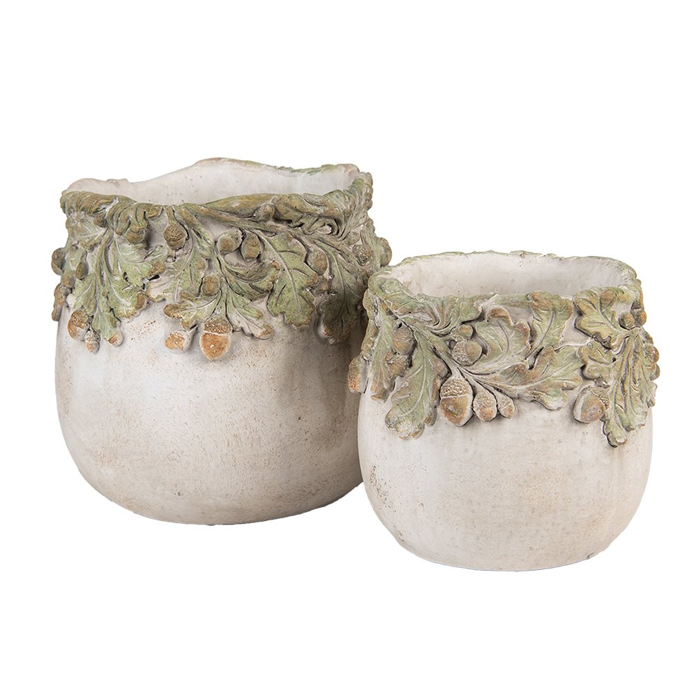 Bloempot Ø 15x13 cm Beige Steen