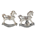Beeld Set van 2 Paard 8 cm Wit Kunststof Kerstdecoratie