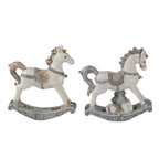Beeld Set van 2 Paard 8 cm Wit Kunststof Kerstdecoratie