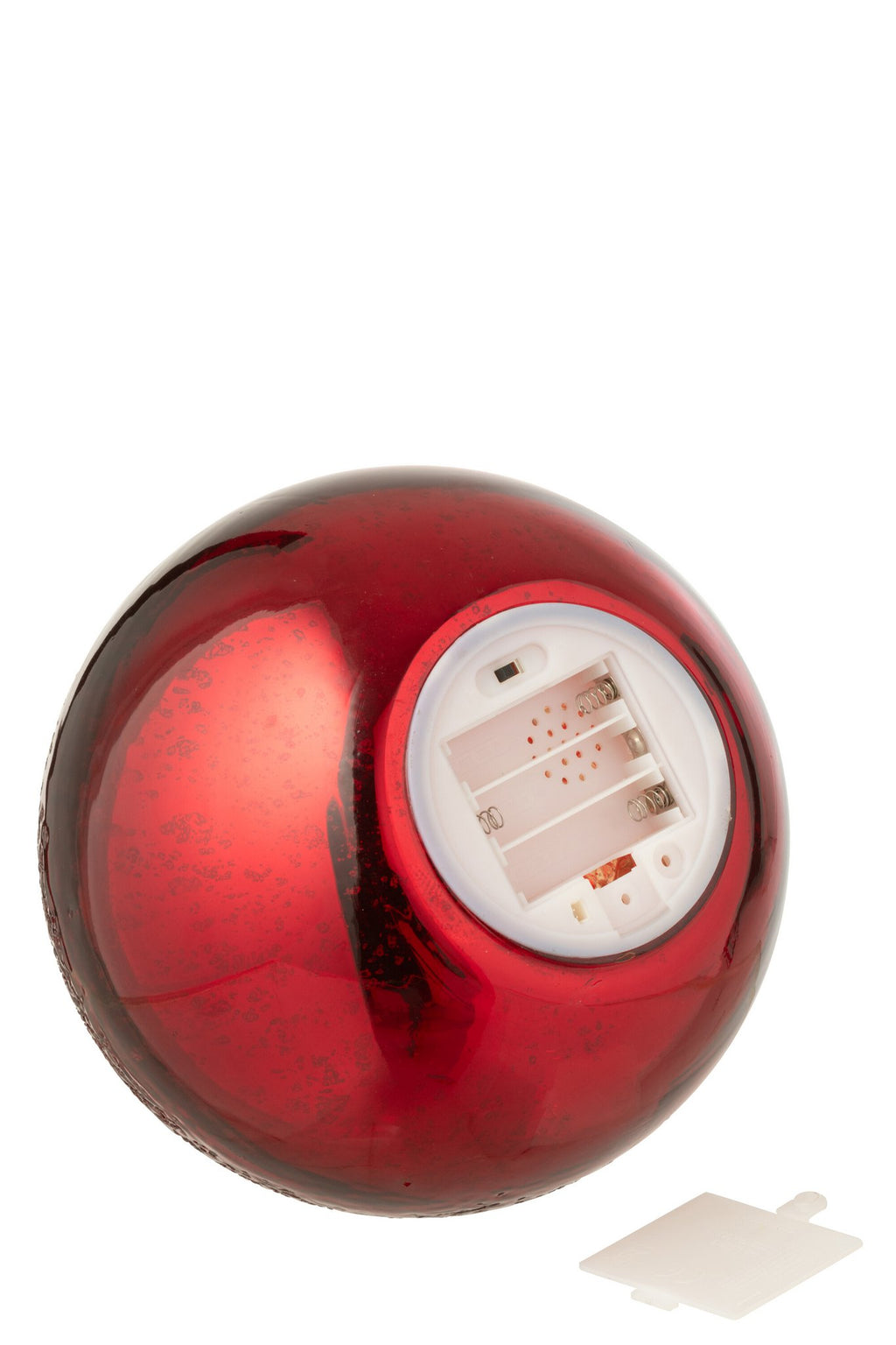 J-Line decoratie Bal Gekraakt - glas - kerstrood - L - LED