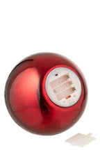 J-Line decoratie Bal Gekraakt - glas - kerstrood - L - LED