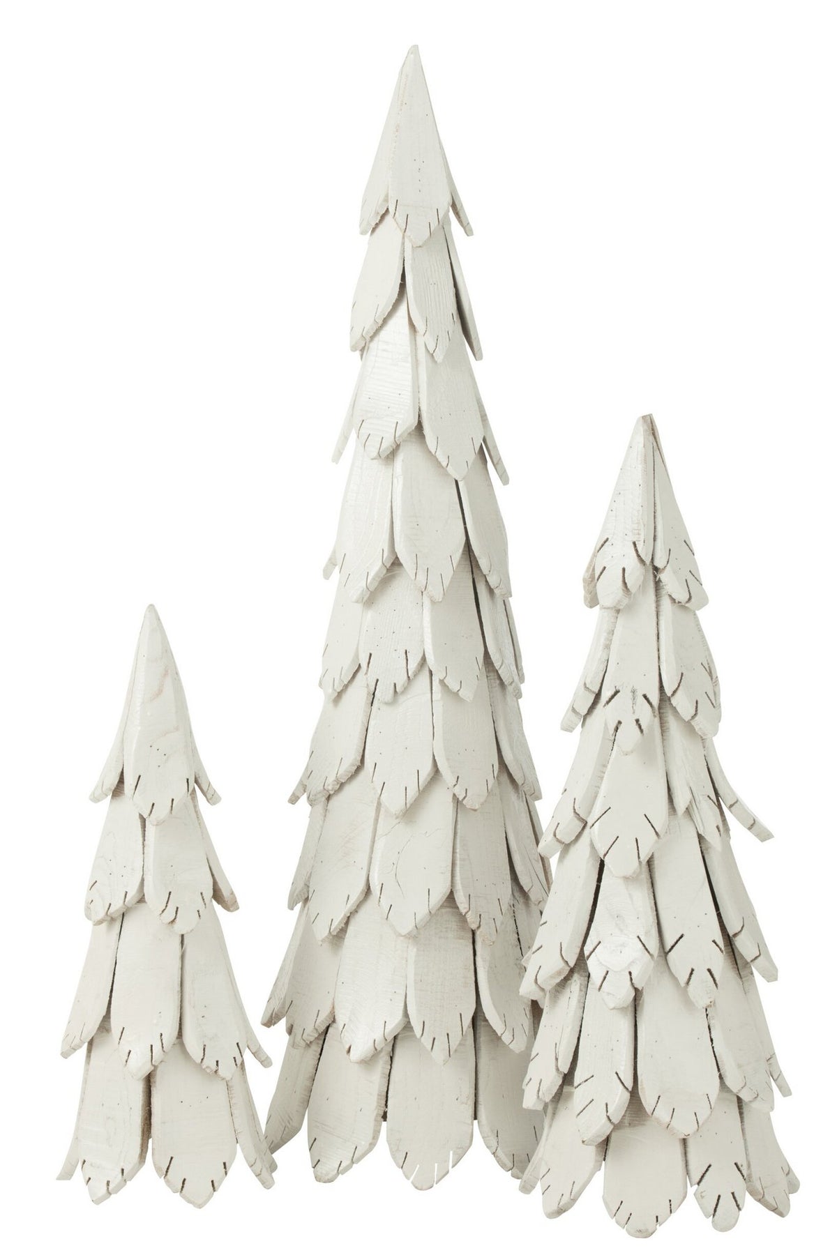 J-Line decoratie Kerstboom Stukken - hout - wit - large