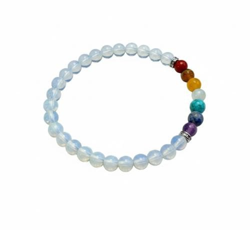 Dames armband Opaliet 6 mm met Chakra kralen