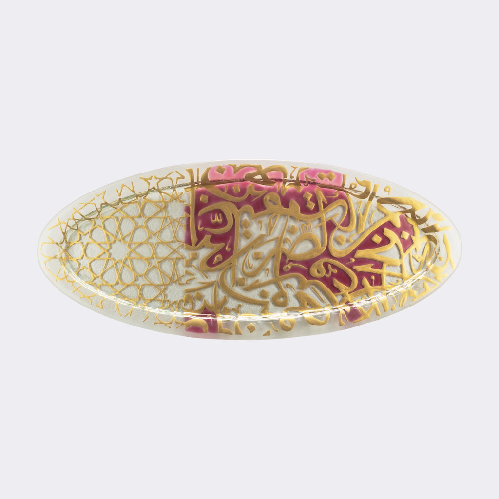 Gouden ovaal medium nieuw 53x22 goud en rood