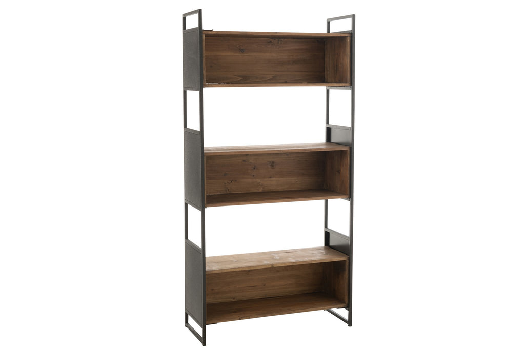 J-Line Rek Gerecycleerd Hout/Metaal Zwart/Naturel Small