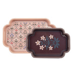 Dienblad set van 2 Grijs Hout Bloemen
