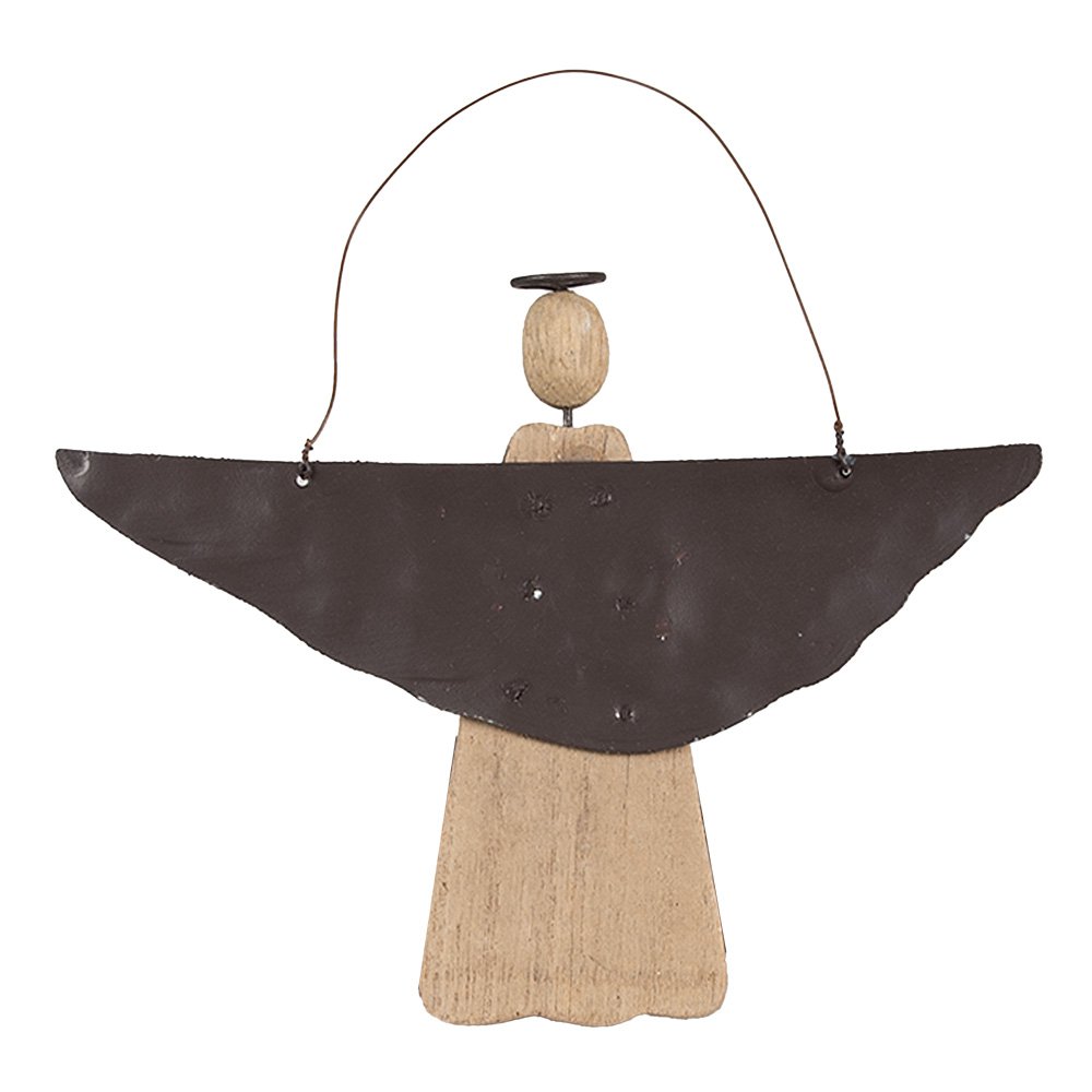 Decoratie Hanger Engel 14 cm Bruin Hout Kersthanger