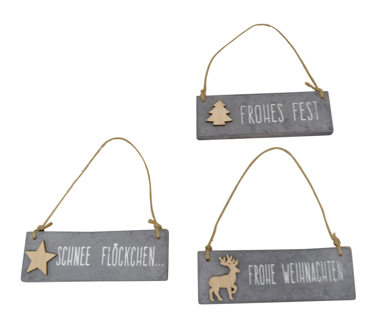Houtenhanger met tekst kerst 3st 1x12.5x13cm