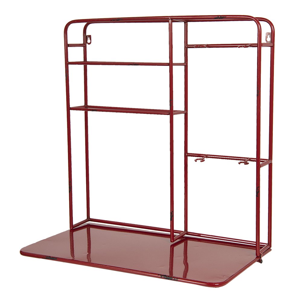 Wandrek 59x33x63 cm Rood IJzer Flessenrek