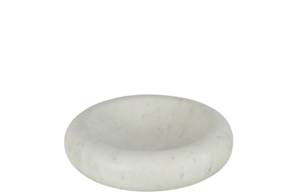 J-Line kom Rond Laag Marmer - wit - large
