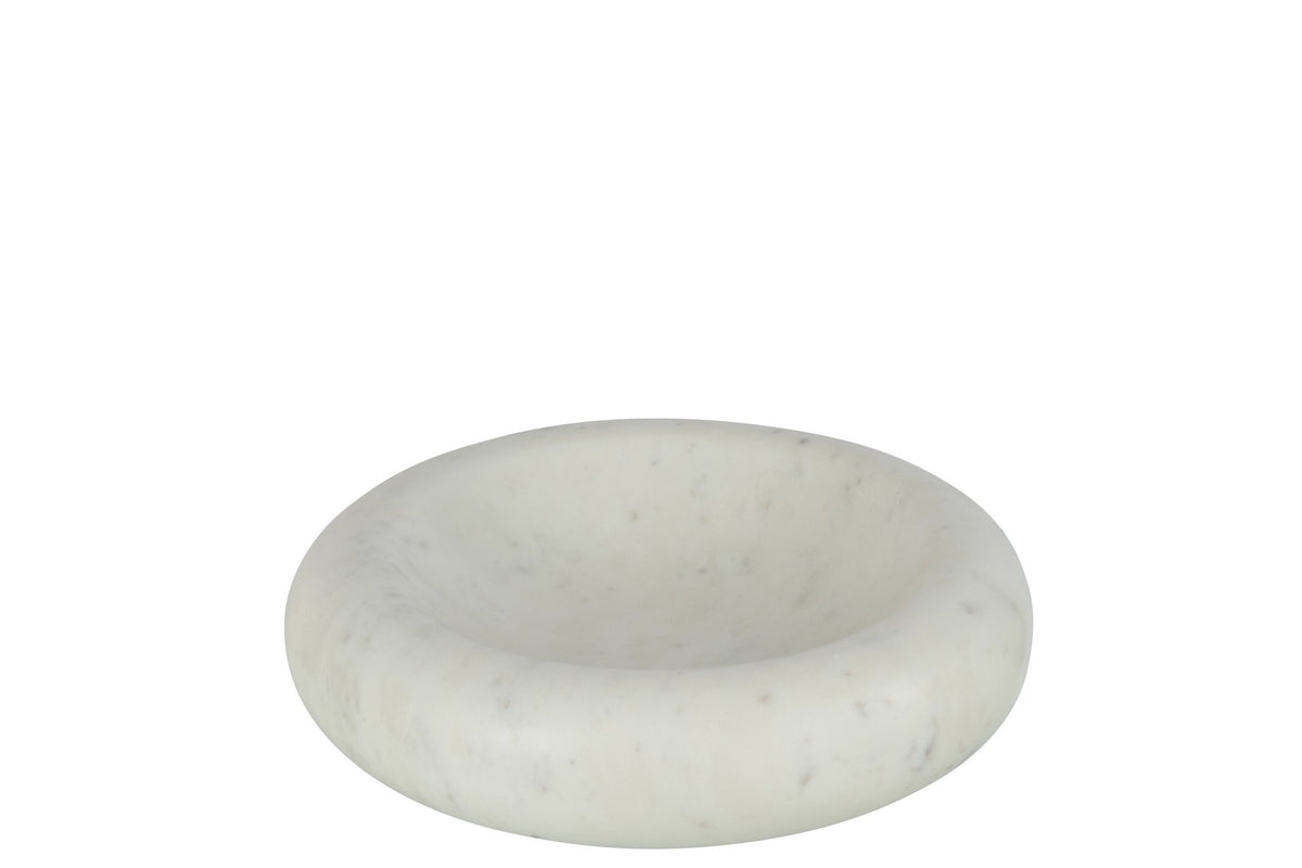 J-Line kom Rond Laag Marmer - wit - large