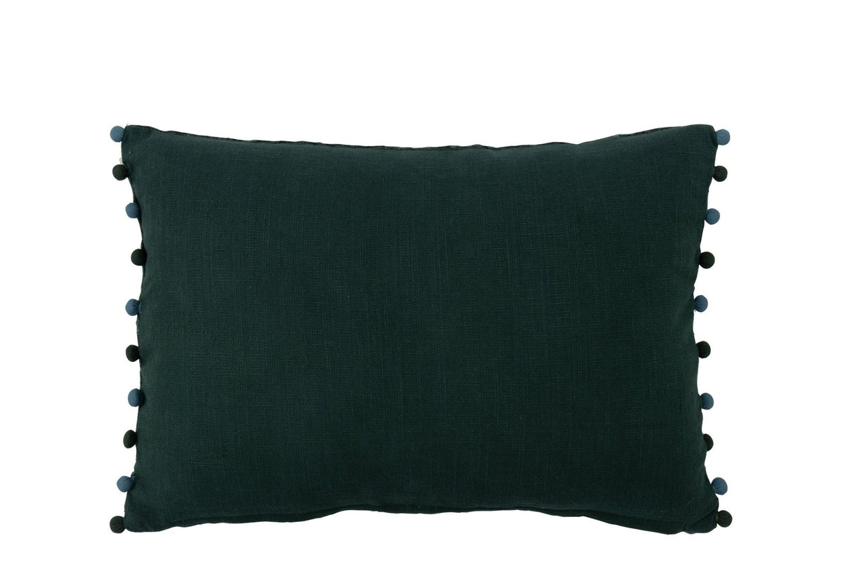 J-Line kussen Blad + Bloem rechthoek - viscose - donkergroen/turquoise