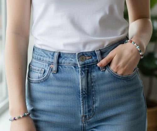 Dames armband Rozenkwarts 6 mm met spacers