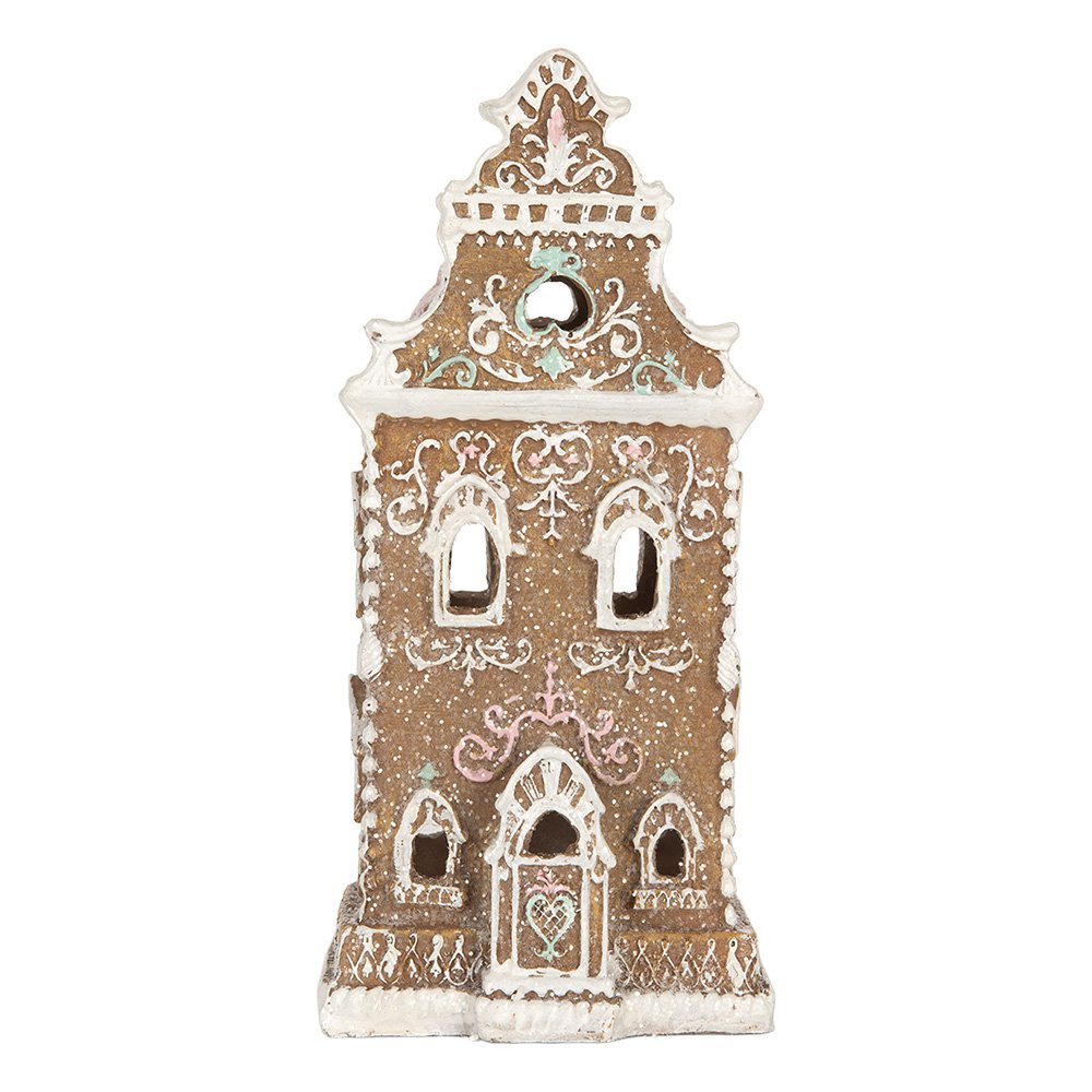 Gingerbread house met LED 9x7x18 cm Bruin Kunststof