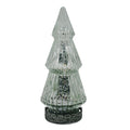 Kerstdecoratie met LED-verlichting Kerstboom Ø 7x16 cm Zilverkleurig Glas