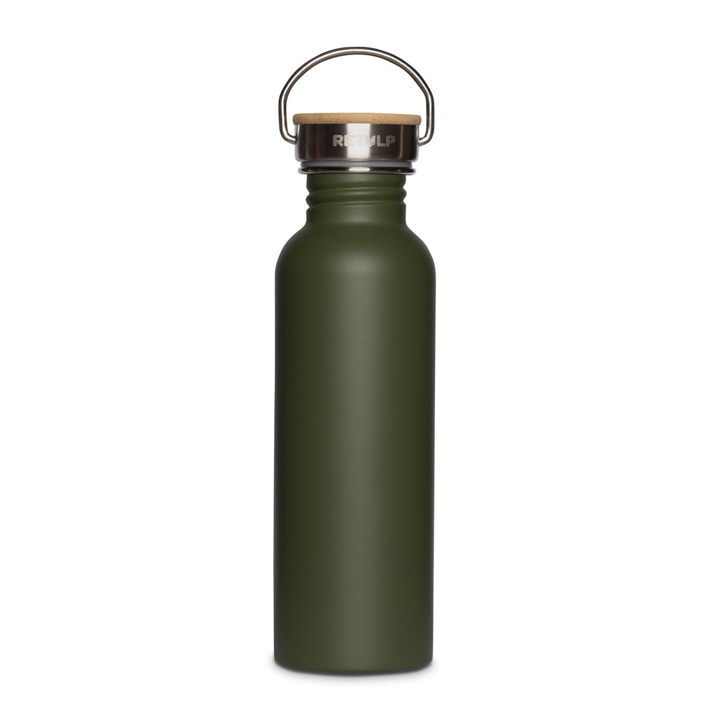 RVS drinkfles lekvrij bamboe dop Green 750 ml