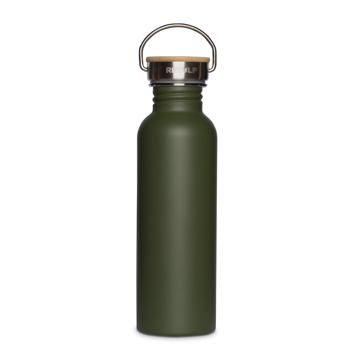 RVS drinkfles lekvrij bamboe dop Green 750 ml