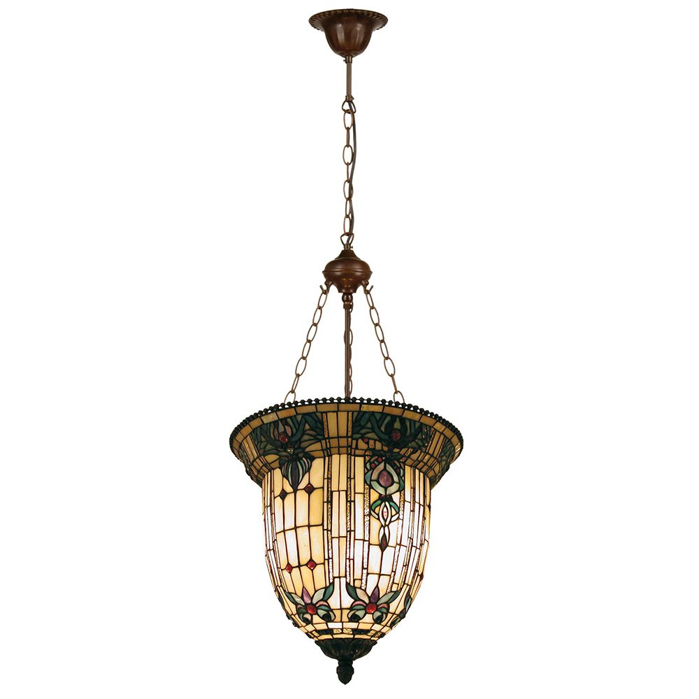 Hanglamp Tiffany Ø 41x126 cm Beige Bruin Metaal Hanglamp Eettafel