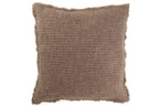 J-Line Kussen Gerafelde Randen Katoen/Polyester Taupe