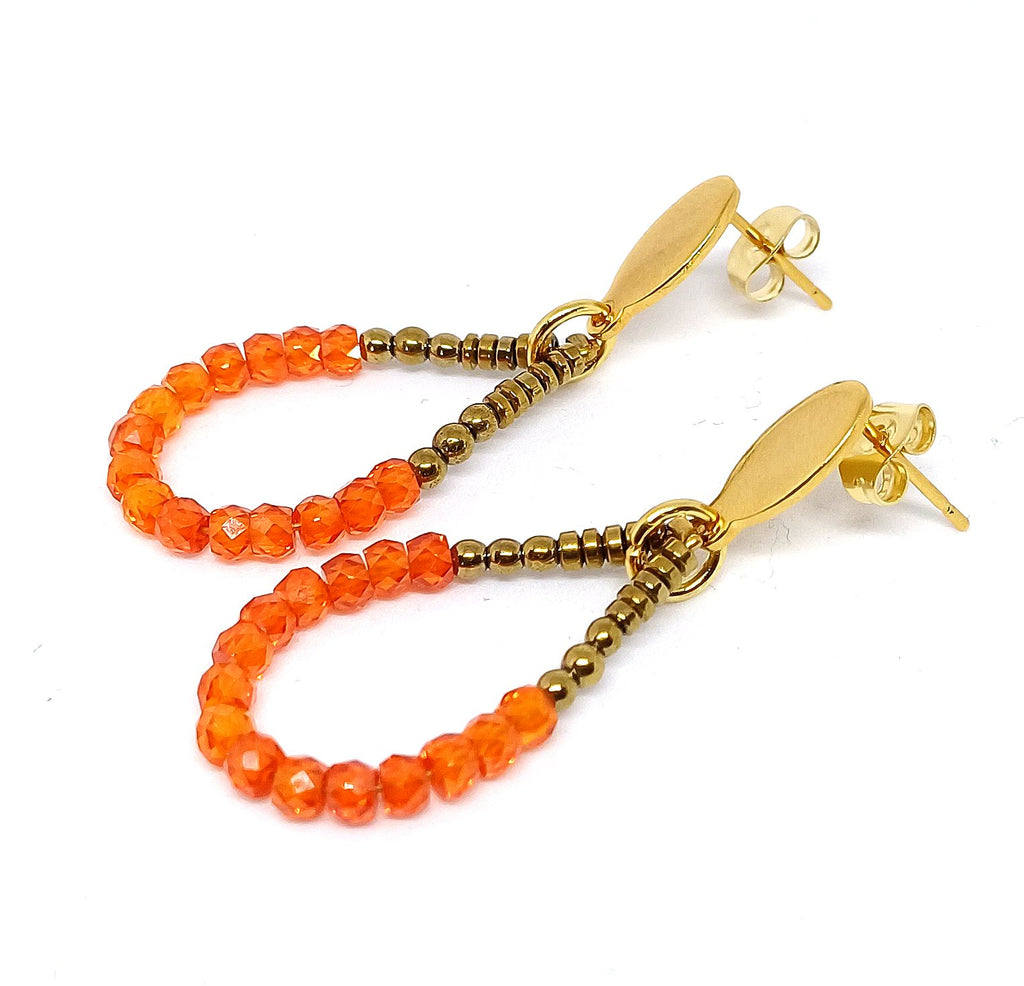 Zirkonia druppel oorbel oranje