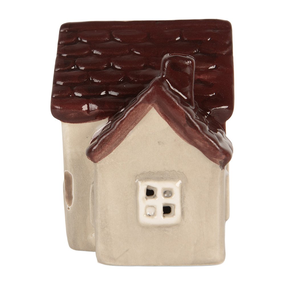 Decoratie Huis met LED LED 8x6x8 cm Beige Keramiek